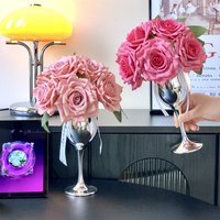 Luxury Cappuccino Realistic Rose Bouquet, Faux Flower Arrangement for Living Room Dining Table Home Decor Elegant Floral