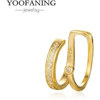 YOOFANING 24k Gold-plated Silver Irregular Geometric Ear Clip Women's Earrings Simple Crystal Ear Tips Without Earrings Jewelry