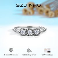 Luxury Three Stone 3 Stone Moissanite Ring D Color Engagement 925 Silver Rings 18K Gold Plated Jewelry Women Wholesale