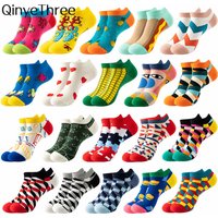 Fashion Funny Men's Hip Hop Harajuku Cartoon Cotton Fruit Animal Beer Food Happy Casual Business Short Socks Gift Dropship