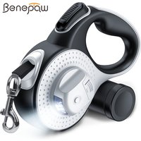 Benepaw Retractable Dog Leash Flashlight Anti-Slip Handle Dog Lead For Small Medium Large Dogs No Tangle Poop Bag Dispenser