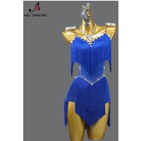 2026 New Latin Performance Dance Dress Women Sexy Outdoor Ballroom Party Fringe Skirt Sport Practice Wear Blue Prom Evening Suit