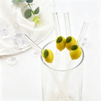 6/8/10/12/14Pcs Lemon Shaped Straw High Borosilicate Glass Straw Eco Friendly Drinking Straws Cocktail Smoothie Bar Accessories