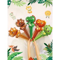 5pcs dinosaur, space and animal themed handheld stick balloons for birthday, baby shower, jungle, space planet themed parties