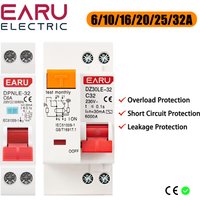 DPNL 230V 50/60Hz RCBO MCB 1P+N 6KA Residual Current Differential Automatic Circuit Breaker Over Current Leakage Protection