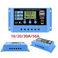 10/20/30A/50A Solar Charge Controller 12V/24V Solar Regulator Battery Charger LCD Display Dual USB 5V Output Timer Setting