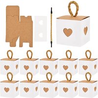 5~50pcs Square Gift Packaging Box with Rope Heart Pattern Kraft Paper Festival Party Gathering Valentine Day Candy Boxes TMZ