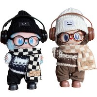 Suitable For 17cm Labubu Doll Clothes Autumn And Winter Sweaters Hats Scarves Warm Clothes Doll Accessories Holiday Gifts