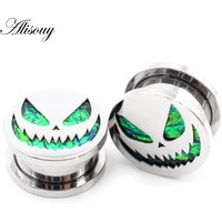 Alisouy 2pcs New Stainless Steel Round Pumpkin Easter Ear Gauges Tunnels Plugs Expander Stretcher Earrings Piercing Body Jewelry