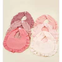 6 pieces sweet and cute baby lotus leaf edge drool towel, soft and comfortable baby double crepe feeding bib