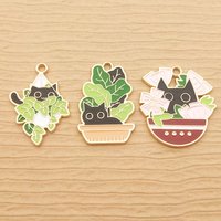 10pcs Kawaii Cat Charm for Jewelry Making Enamel Animal Pendant Necklace Bracelet Accessories Diy Craft Supplies Gold Plated