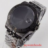 PVD Black 40mm Watch Case for NH34 NH35 NH36 NH70 NH72 Jubilee Steel Bracelet Sapphire Crystal image 4