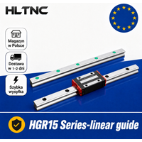 HLTNC – wysyłka z Polski. Liniowa prowadnica HGR15, długość 200/350/750–1500 mm, średnica 15 mm, lub prowadnica HGH15CA/HGW15CC + 4 bloki – do frezarek CNC. Nie jest to komplet zestaw.