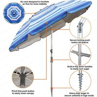 2.2 meters aluminum alloy striped beach umbrella outdoor seaside leisure sunscreen