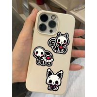 50PCS Halloween Black and White Skull Art Graffiti Sticker Fun Cartoon Personality PVC Holiday Gift Decoration Phone Case Book