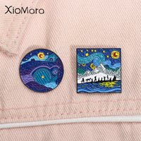Van Gogh Oil Painting Starry Sky Enamel Pin Fantasy Movies Peripherals Gate of Kings Brooch Lapel Badge Jewelry Gift For Friends