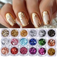 8/10/18 Boxen Goldene Silbrig Aluminium Nagel Folien Papier Nail art Pailletten Flocken Unregelmäßige Folie Aufkleber Maniküre Dekor Nagel liefert