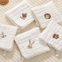 Baby Saliva Towel Toddler Soft Washcloth Burp Cloth 6 Layer Cotton Embroidery Hand Face Wipes Newborn Bib Kids Handkerchief