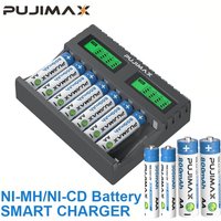 PUJIMAX 8 Slots Smart Battery Charger For 1.2V AA/AAA Ni-MH Rechargeable Batteries Independent Charging Battery Charger