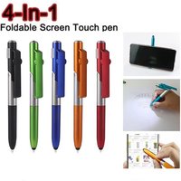 4 in 1 Folding Ballpoint Pen Screen Stylus Pen Universal Mini Multi-function Capacitive Touch Pen With LED Lamp For Tablet Phone