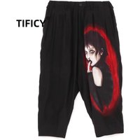 High Street Capri Pant Men's Dark Style Mysterious Figure Pattern Casual Pants with Printed Casual Pants Streetwear Men Clothing