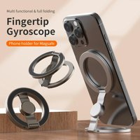 MagSafe Compatible Magnetic Phone Ring Holder Fidget Spinner Foldable Dual Ring Desktop Phone Stand for iPhone 12-17 Samsung