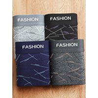 4 pieces of men's underwear, line length boxer briefs, comfortable and fashionable style, men's boxer underwear