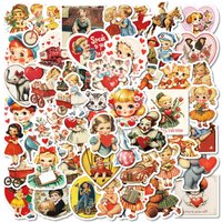 50PCS Retro Cartoon Account Stickers Cute Stickers Luggage Phone Water Cup Computer Decoration Waterproof Stationary Stickers