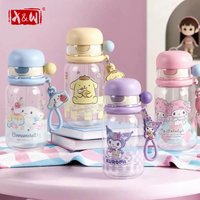 X&W Sanrio Black Rice Cartoon Plastic Water Bottle 660ML Double Straw Cup with Carrying Rope Outdoor Sports and Fitness Cup