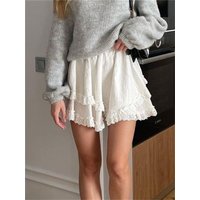 Tossy White Lace Ruffled Mini Skirt For Women High Waist Patchwork Fashion Cute Sexy Y2k Skirt Summer 2025 Elegant Female Skirt