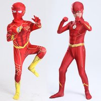 Flash Adult Children Cosplay Costumes Superhero Jumpsuit Including Headgear Halloween carnival Dressing Up