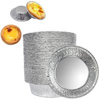 LMETJMA 100Pcs Silver Aluminum Foil Tart Pan Disposable Mini Pie Tins Round Egg Tart Molds Pan Baking Foil Cake Cups JT154