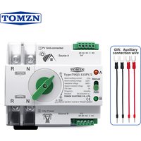 TOMZN Single Phase Din Rail ATS PV Inverter Dual Power Automatic Transfer Selector Switches Uninterrupted 2P 63A 100A 125A