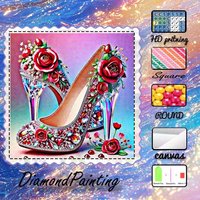 1 piece 5D DIY flocking cloth, special drill, diamond painting kit, high heels, roses, pattern mosaic, diamond art