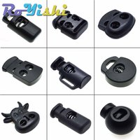 10 Stück/Packung Kordelverschluss Toggle Clip Stopper Kunststoff Schwarz für Taschen/Kleidung