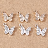 10pcs 15x15mm Cute Crystal Butterfly Charms for Jewelry Making Alloy Animal Charms Pendants for DIY Necklaces Earrings Gifts