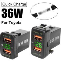 For Toyota Car USB Chargers With Fuse Power Adapter QC 3.0 Socket LED Indicator Mobile Phone Charging Voltmeter Test Accessories