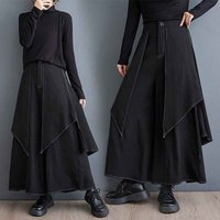 XS-5XL Gothic Dark Skirt Pants Topstitching Irregular Samurai Hakama Genderless Fashion Outdoor Versatile Campus Culottes Unisex