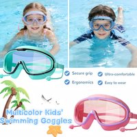 XIAOTREE Kids Swimming Goggles Big Frame HD View Anti-fog Waterproof Children's Swim Goggles Boys and Girls Multi-color