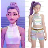 New Anime Rumi Cosplay Costume White Sleeveless Top Shorts Uniform Set KPop Girl Group Stage Performance Outfit Halloween Party
