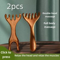 2pcs Deer Antler Massage Comb: Dual-Purpose Six-Pronged Scalp, Head, Eye, Shoulder, and Neck Massage and Relaxation Tool