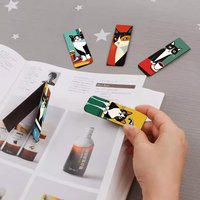 5PCS Cute Simple Fun Black and White Cat Art Magnetic Bookmark Creative Animal DIY Paper Books Page Marking Bookmark