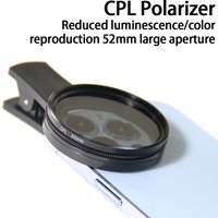 Clip-On CPL Circular Polarizer Filter 52mm Phone Camera Lens Clip Filter for Universal Phone & 52mm Camera Lens Compatible
