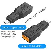 XT60 Power to USB C Adapter Energy Storage XT60 Male to Type-C Male 5V 9V 20V Charging Connector for Laptops LED Robot Vacuum
