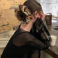 Vintage Oil Painting Floral Large Scrunchie, Elegant Soft Fabric Hair Tie, Retro Aesthetic Hair Accessory For Women Casual Daily