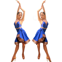 MZDance Women's Halter Latin Dance Dress, Irregular Fishbone Hem for Samba Rumba Training, Performance & Competition