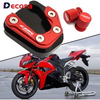 For HONDA CBR600RR CBR 600 RR Motorcycle CNC Tire Valve Caps & Extension Support Plate Kickstand Foot Side Stand