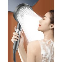 Black 5 Modes Adjsutable Shower Head With Stop Button High Pressure Water Saving Nozzles Filtered Shower Head Bathroom Accessory