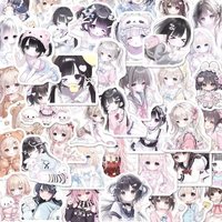 72 Cute Anime Japanese Avatar Stickers Two-dimensional Girl Cartoon Girl Heart Pink Tender Ins Style Handbook Stickers Cute Gift