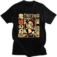Demon Slayer: Kimetsu No Yaiba Men's T-Shirt Tanjiro Kamado Print Japanese Anime Summer Boy Kids Short Sleeve Parent-Child Dress